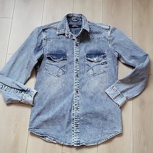 GAS Denim Men’s Denim Snap Pocket Western Shirt M